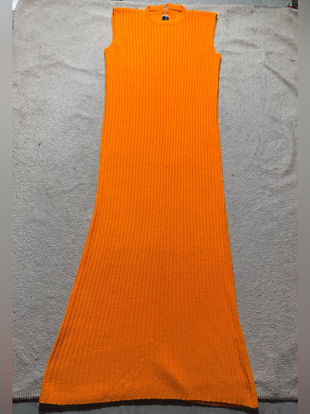 St John Knits Dress Womens 4/6 Orange Cable Knit Maxi Sleeveless Vintage Y2K